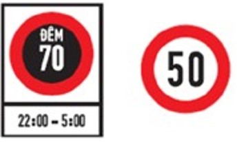 Câu 364: Biển nào là biển “Tốc độ tối đa cho phép về ban đêm”?