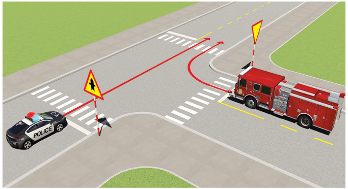 Câu 498: Xe nào được quyền đi trước trong trường hợp này?